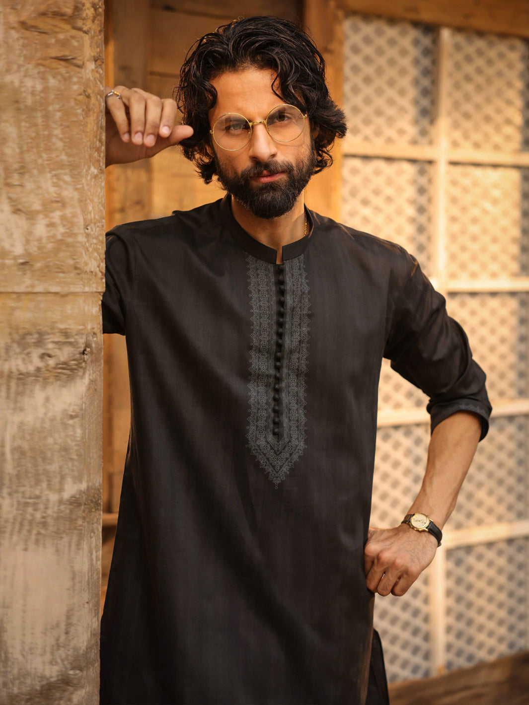 Cotton Black Kurta - Almirah