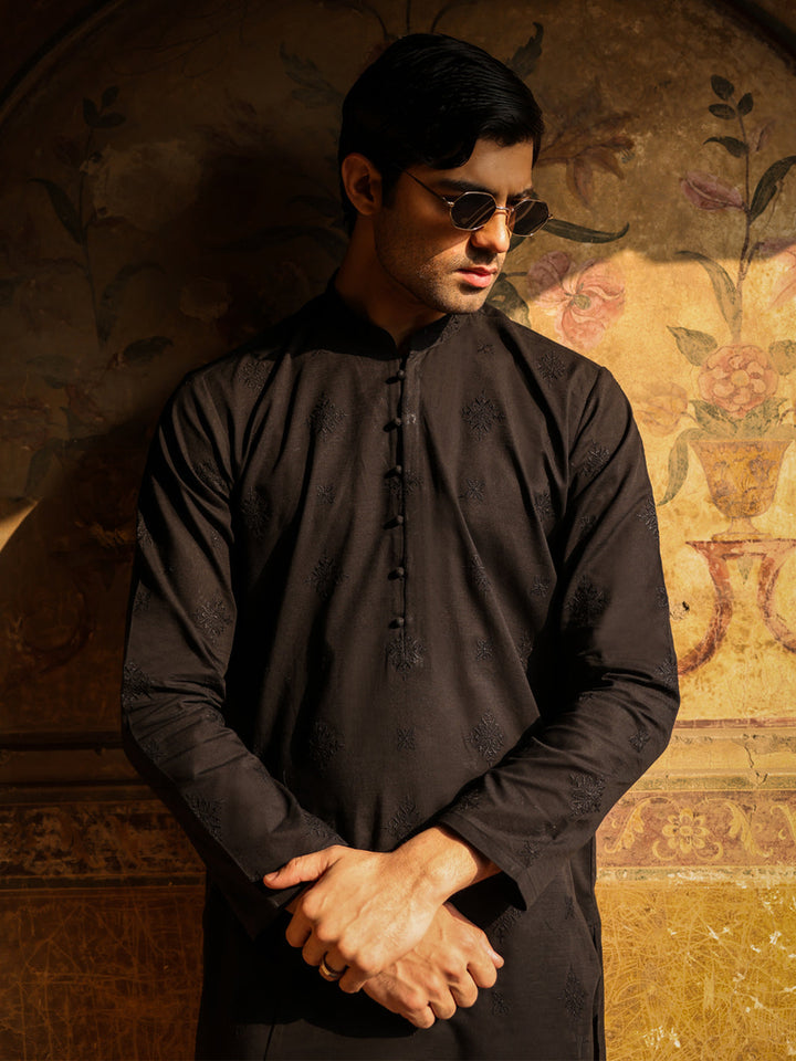 Cotton Black Kurta - Almirah