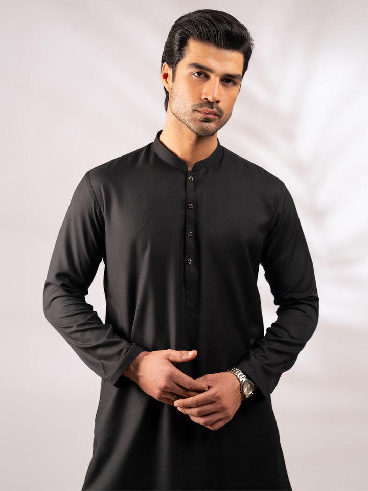 Blended Black Kurta - Almirah
