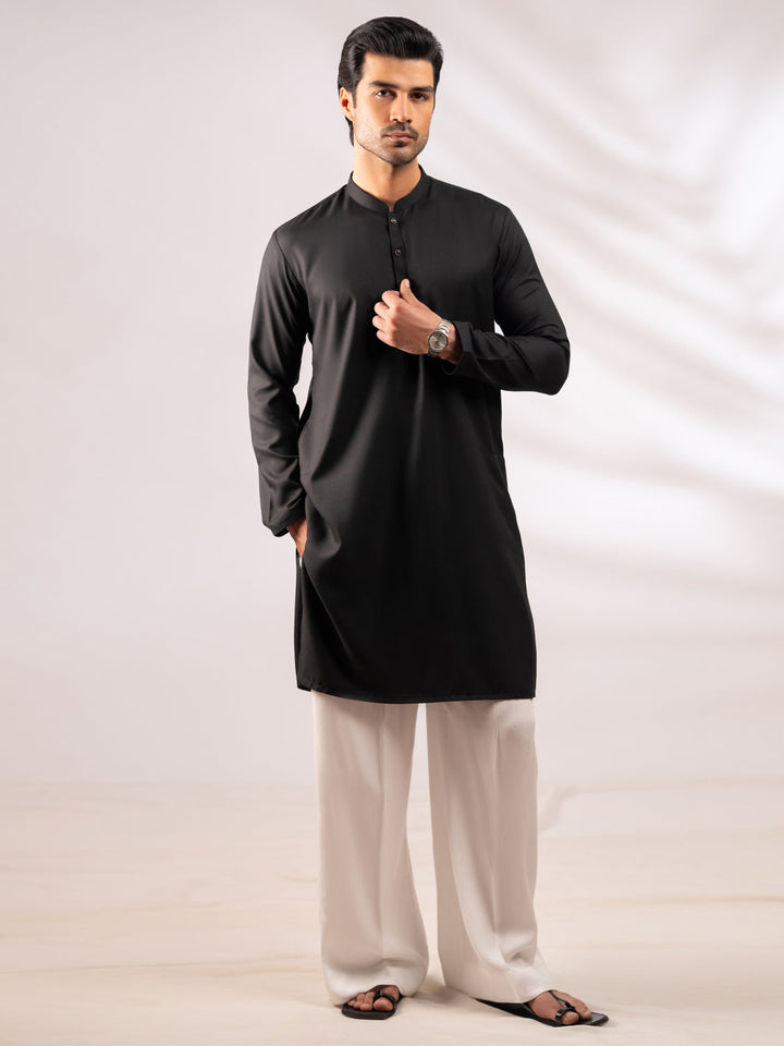 Blended Black Kurta - Almirah