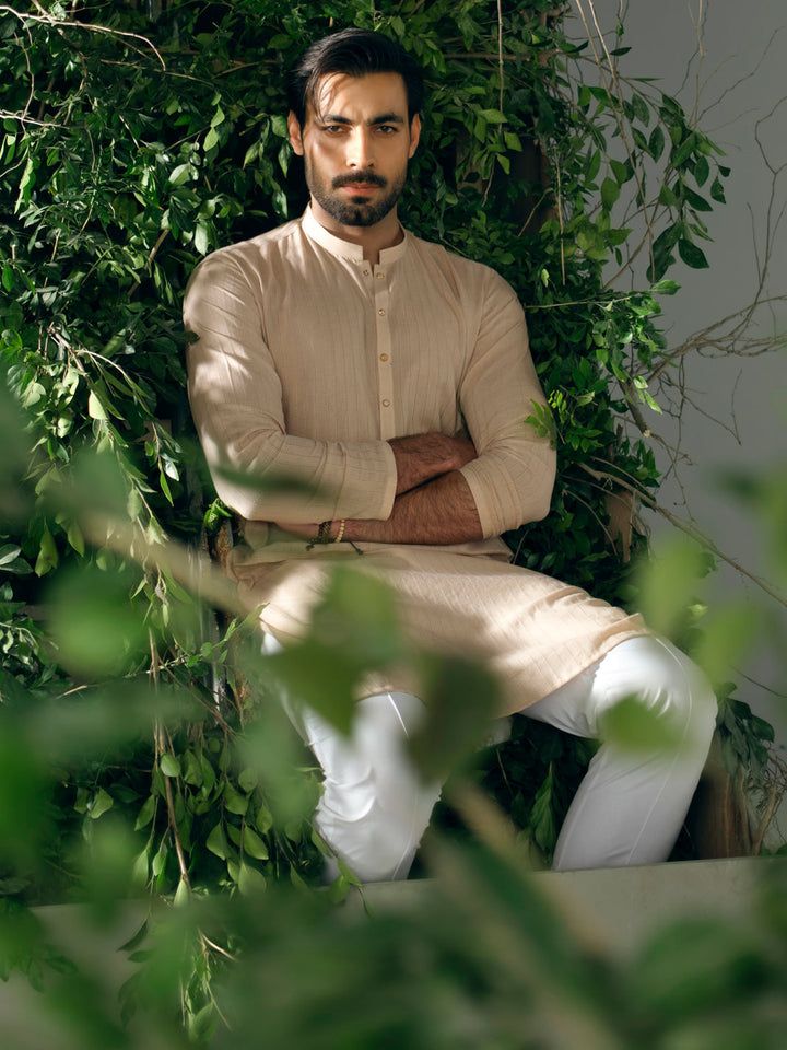 Cotton Beige Kurta - Almirah
