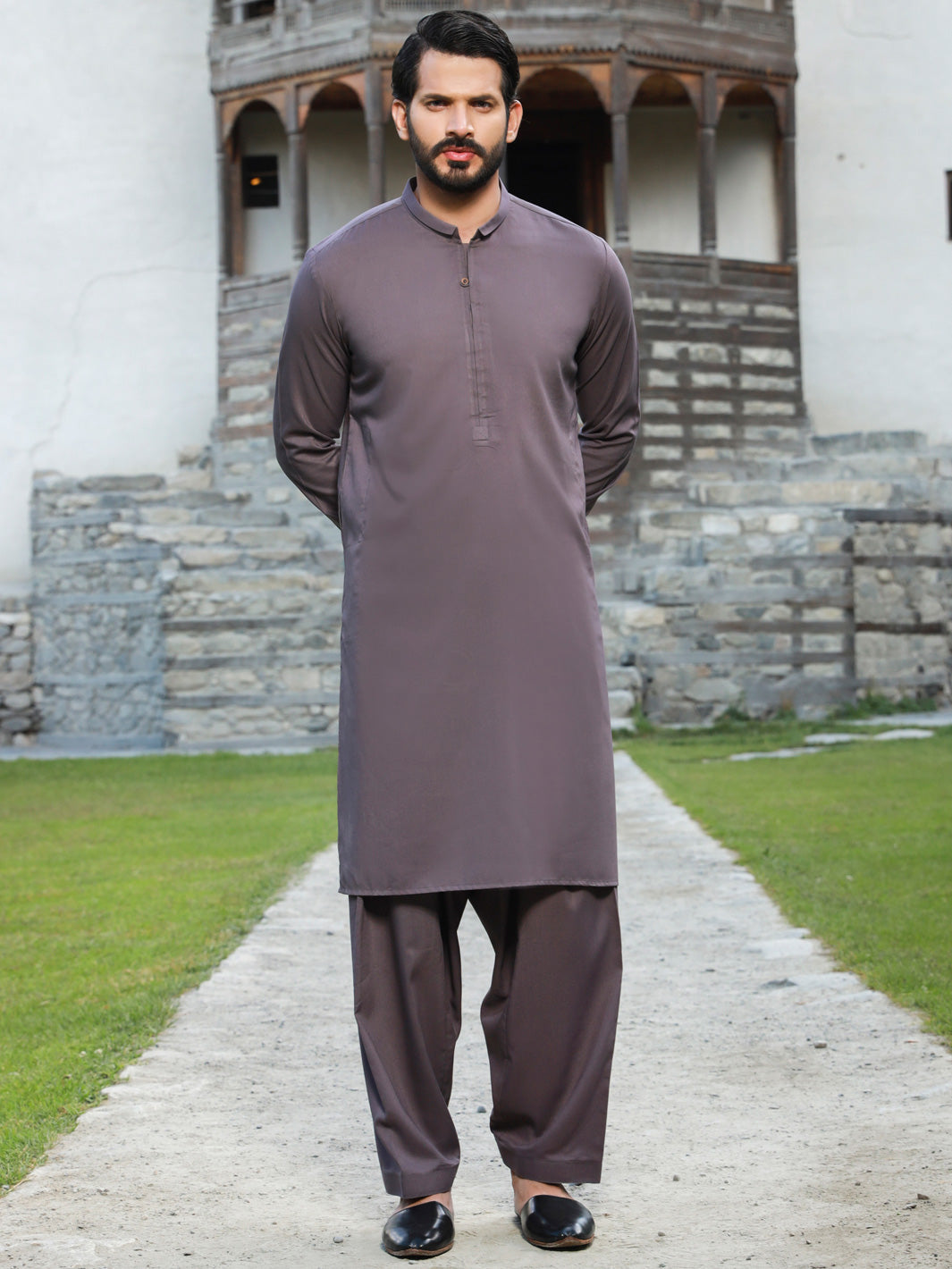 Polyester Viscose Purple Shalwar Kameez - Almirah