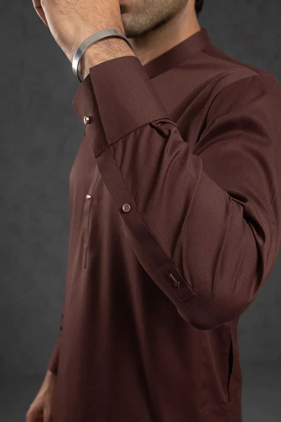 Blended Maroon Kurta Trouser - Almirah