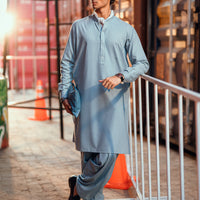 Blended Light Blue Shalwar Kameez- Almirah