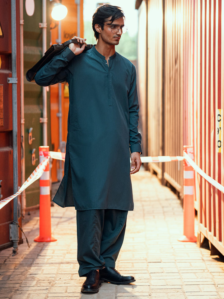 Blended Teal Shalwar Kameez - Almirah