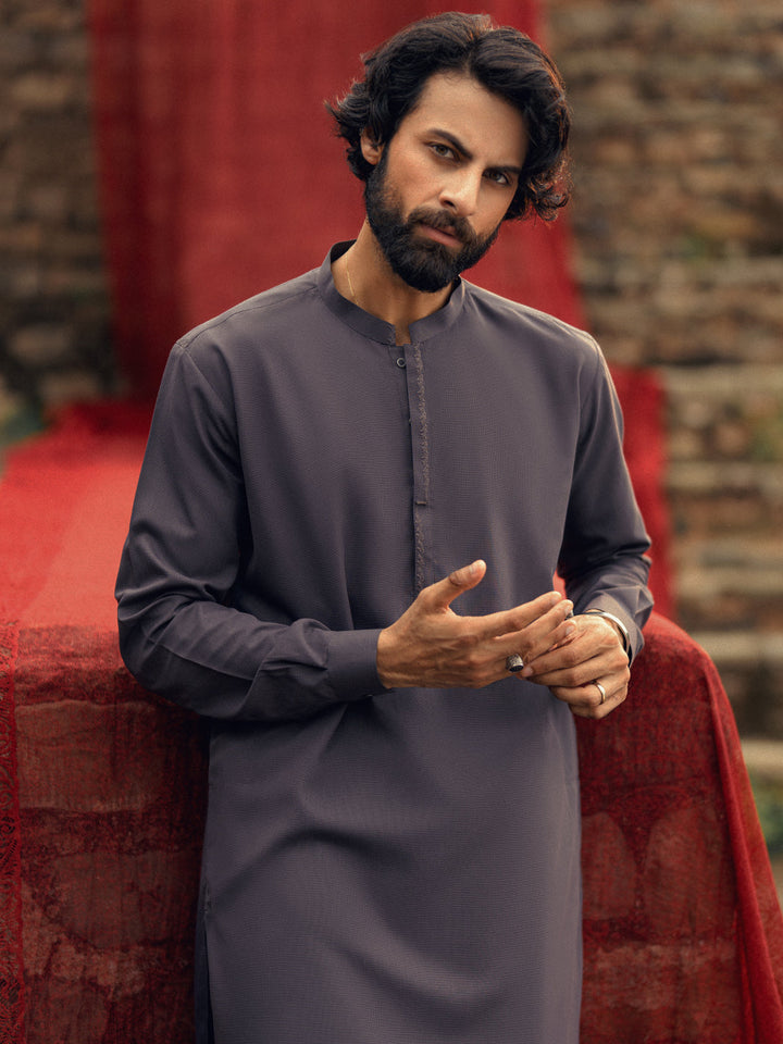 Blended Dark Purple Shalwar Kameez- Almirah