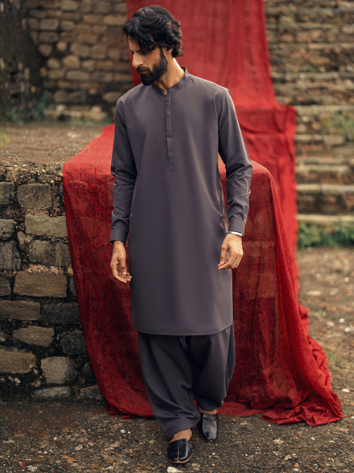 Blended Dark Purple Shalwar Kameez- Almirah