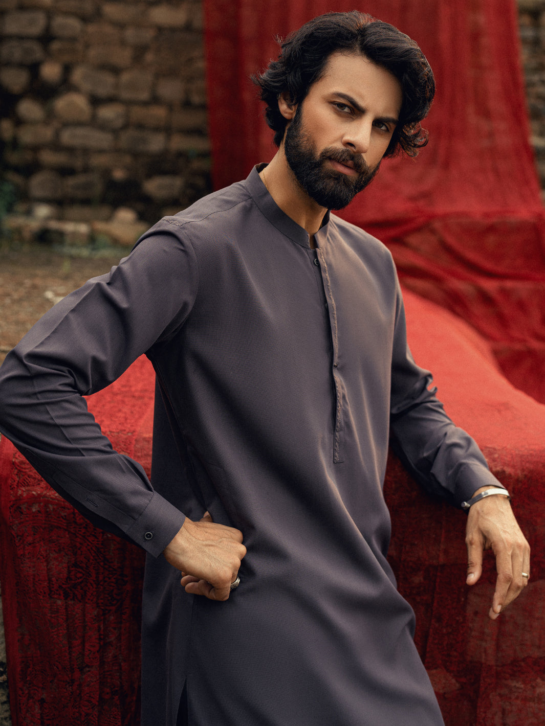 Blended Dark Purple Shalwar Kameez- Almirah