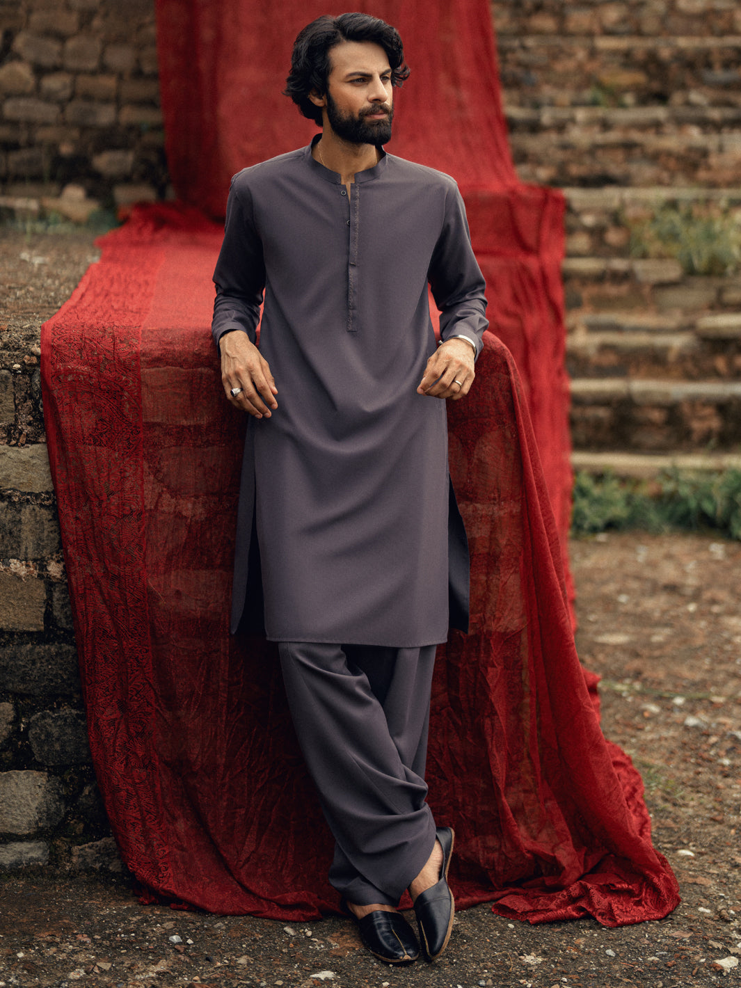 Blended Dark Purple Shalwar Kameez- Almirah