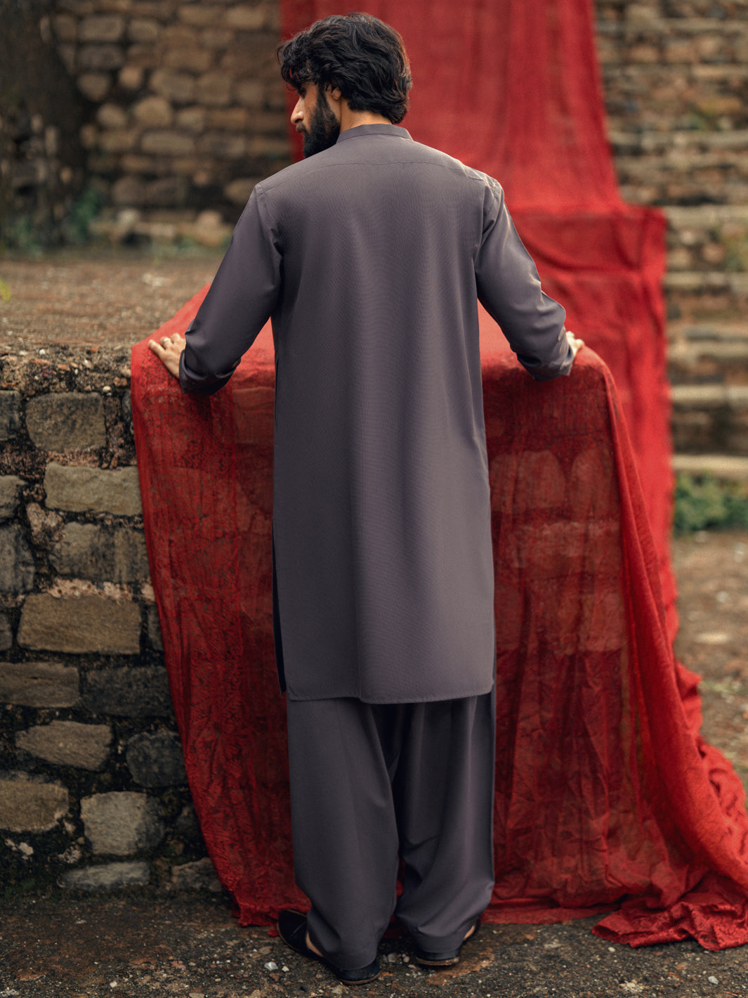 Blended Dark Purple Shalwar Kameez- Almirah