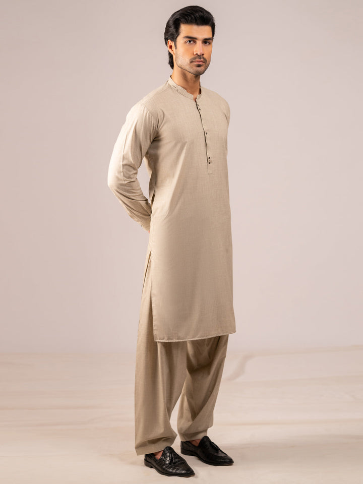 Blended Beige Shalwar Kameez - Almirah
