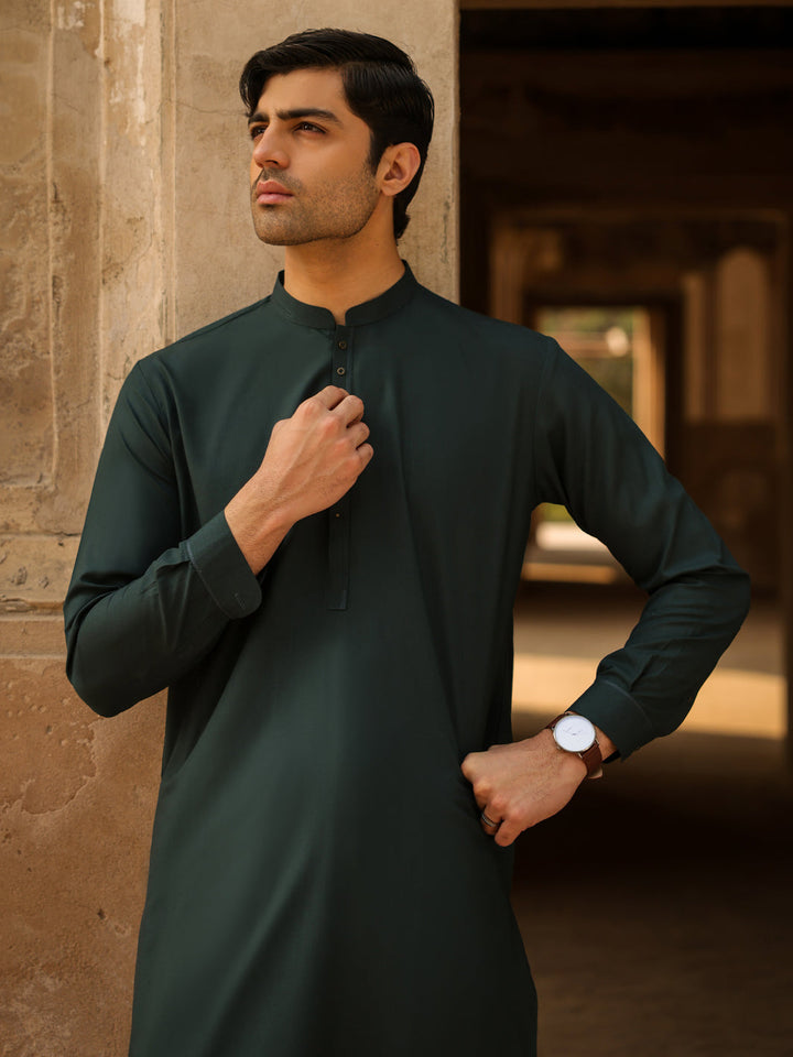 Blended Green Shalwar Kameez - Almirah