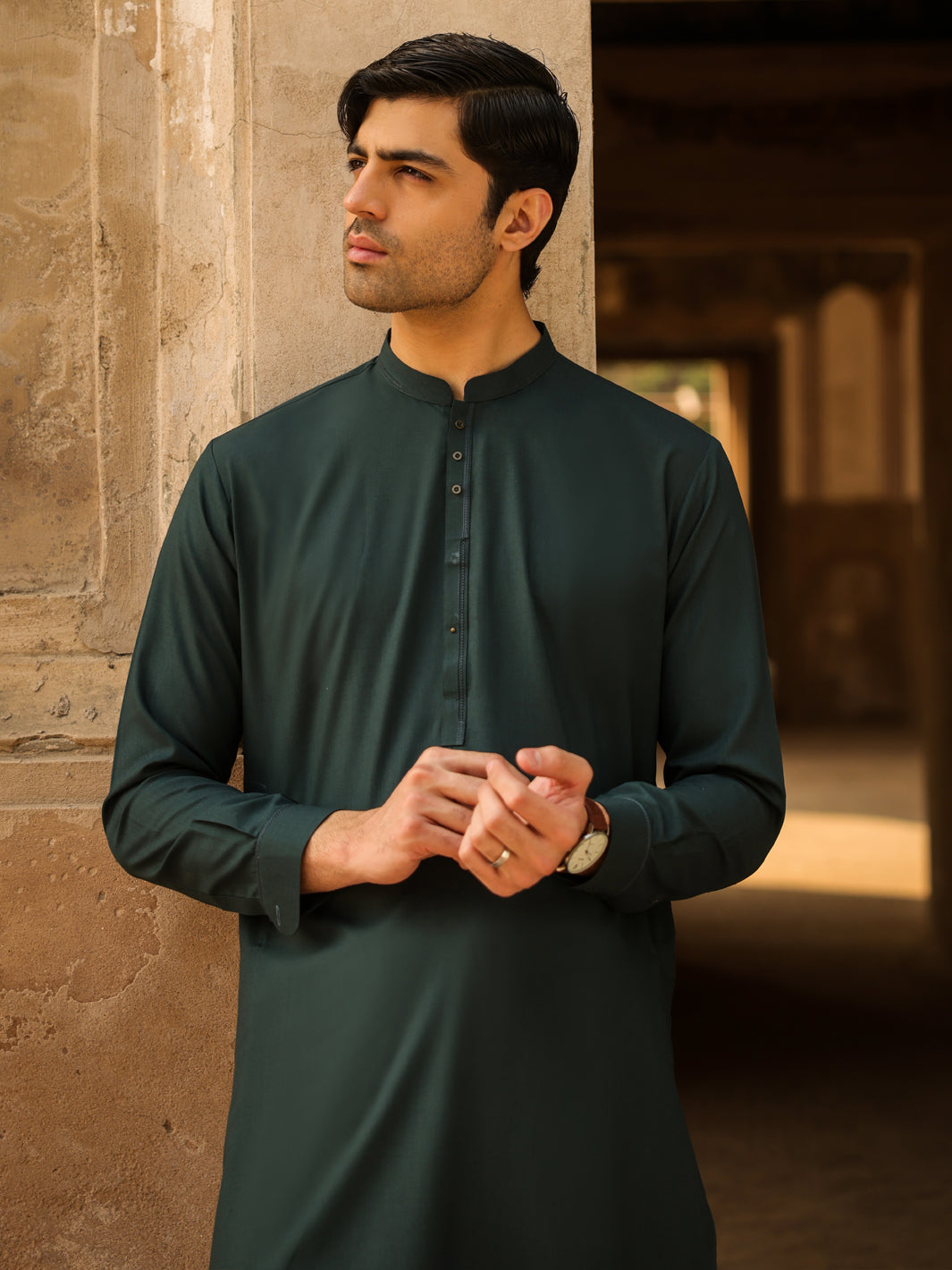Blended Green Shalwar Kameez - Almirah