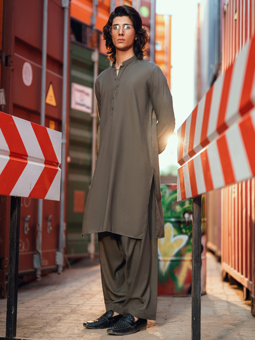 Blended Olive Green Shalwar Kameez- Almirah