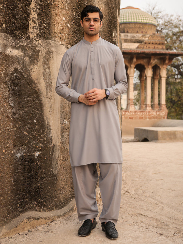 Blended Light Grey Shalwar Kameez - Almirah