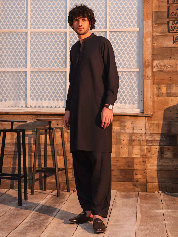 Blended Dark Blue Shalwar Kameez - Almirah