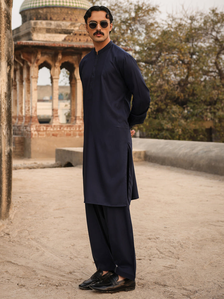 Blended Blue Shalwar Kameez - Almirah