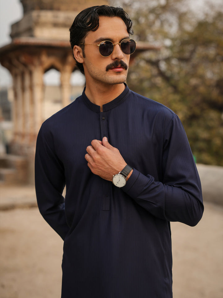 Blended Blue Shalwar Kameez - Almirah
