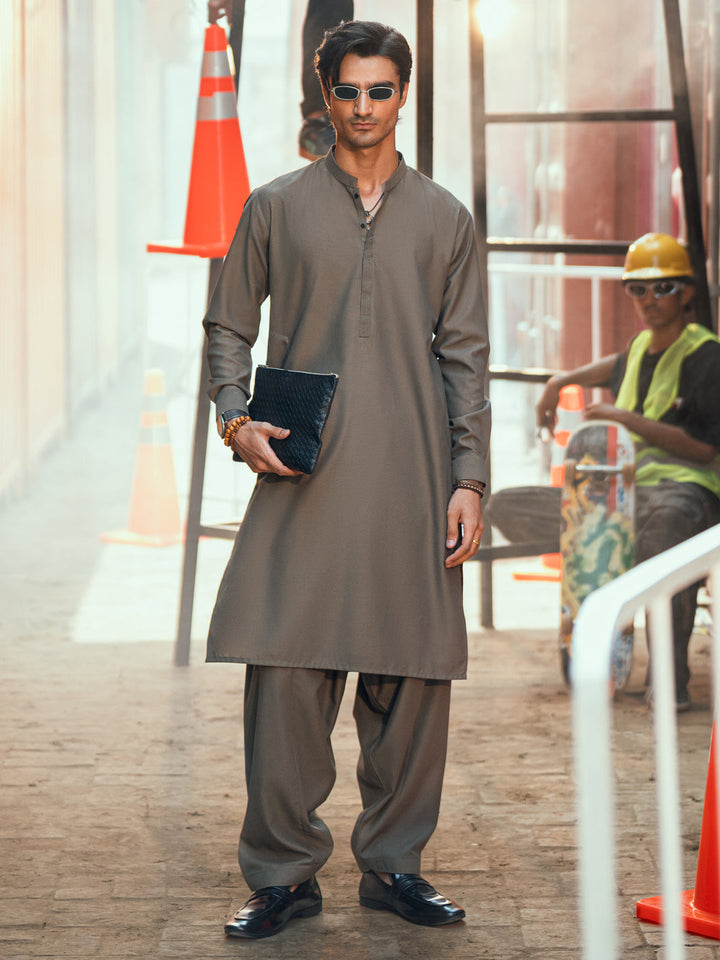 Olive Green Shalwar Kameez - Almirah
