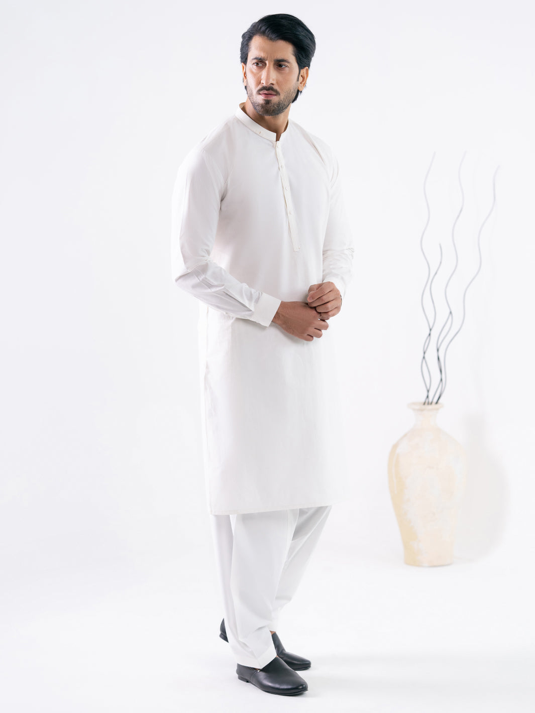 Cotton Off White Shalwar Kameez - J. Junaid Jamshed