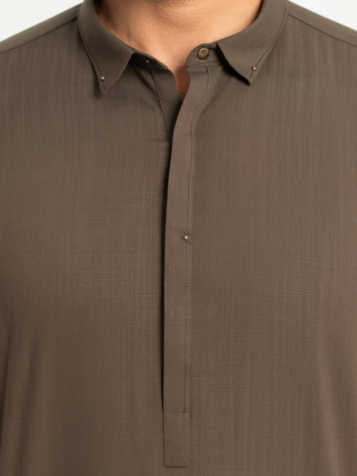 Blended Dark Olive Shalwar Kameez - Almirah