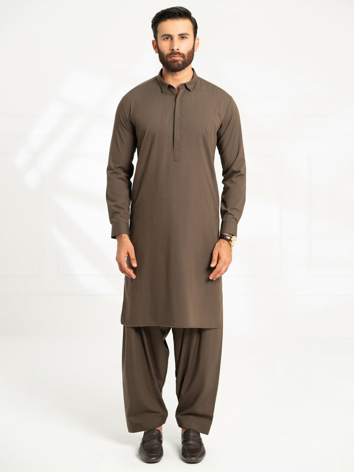 Blended Dark Olive Shalwar Kameez - Almirah