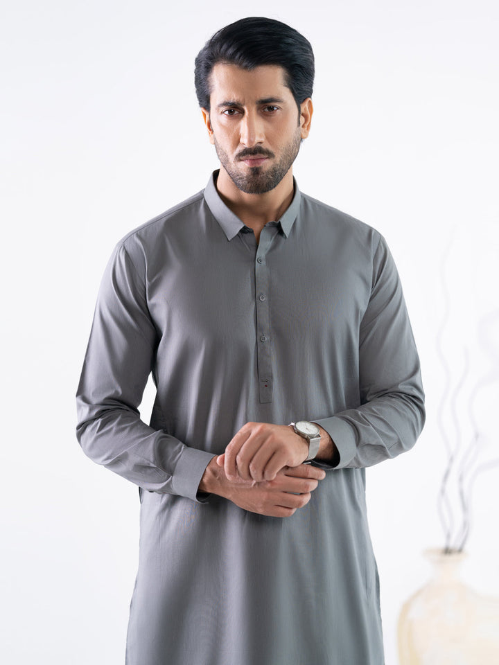 Cotton Grey Shalwar Kameez - J. Junaid Jamshed