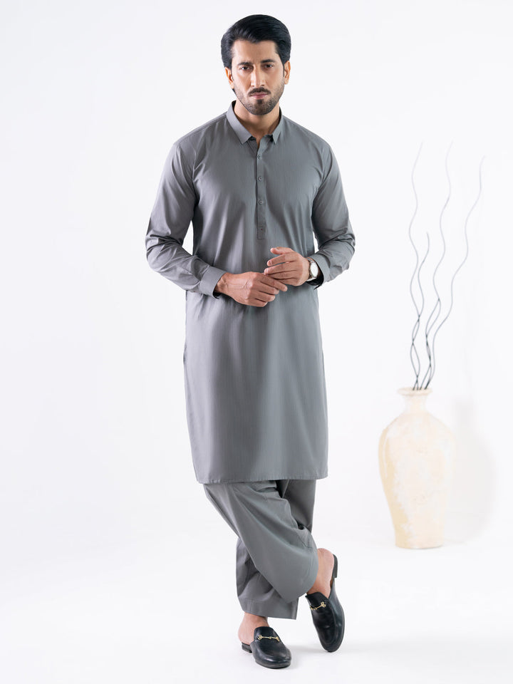 Cotton Grey Shalwar Kameez - J. Junaid Jamshed
