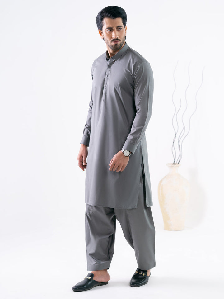 Cotton Grey Shalwar Kameez - J. Junaid Jamshed