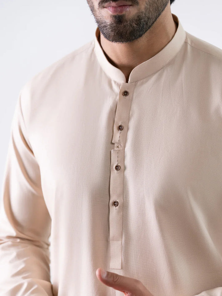 Cotton Beige Kurta Trouser - J. Junaid Jamshed