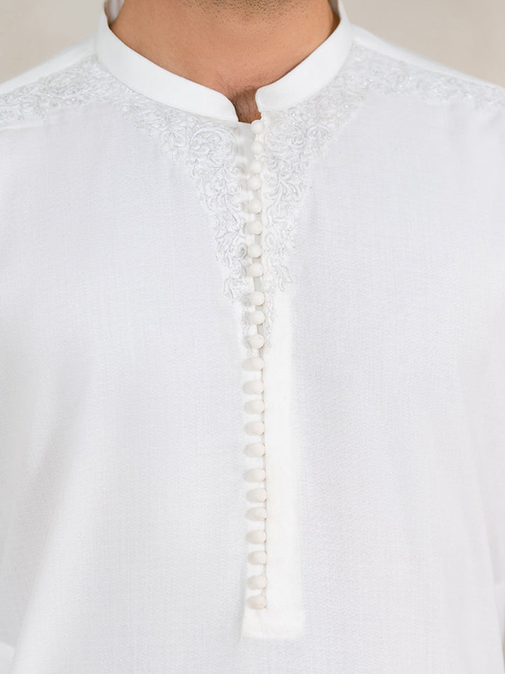 Polyester White Shalwar Kameez - Almirah