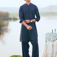 Blended Navy Blue Shalwar Kameez - Almirah
