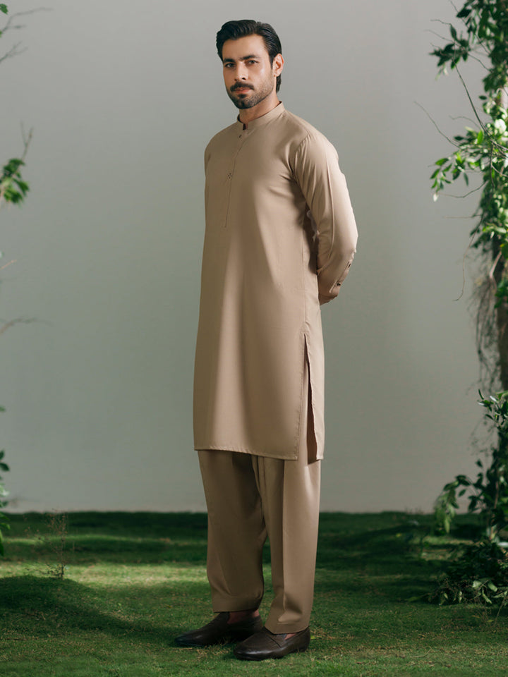 Blended Beige Shalwar Kameez - Almirah