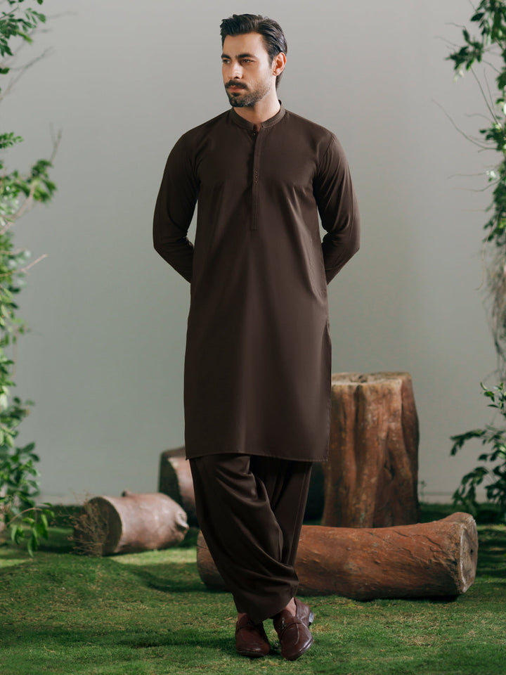Blended Olive Green Shalwar Kameez - Almirah