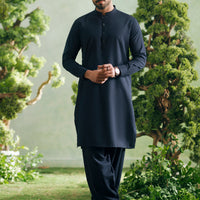 Blended Navy Blue Shalwar Kameez - Almirah