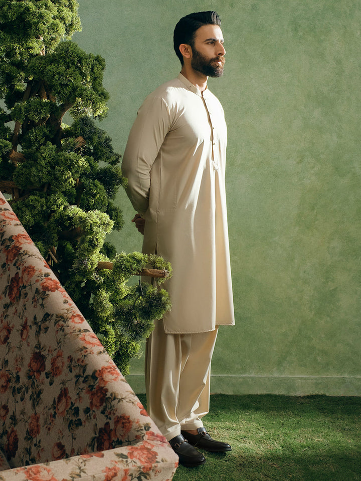 Blended Beige Shalwar Kameez - Almirah