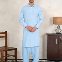 Blended Light Blue Shalwar Kameez - Almirah