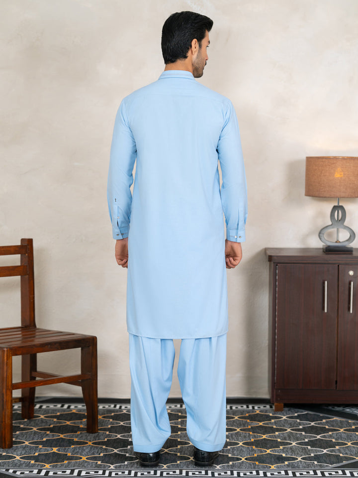 Blended Light Blue Shalwar Kameez - Almirah
