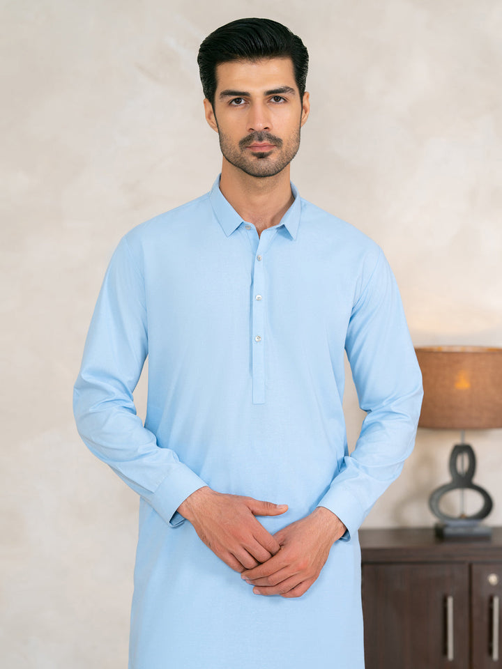 Blended Light Blue Shalwar Kameez - Almirah