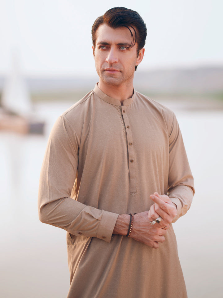 Blended Beige Shalwar Kameez - Almirah