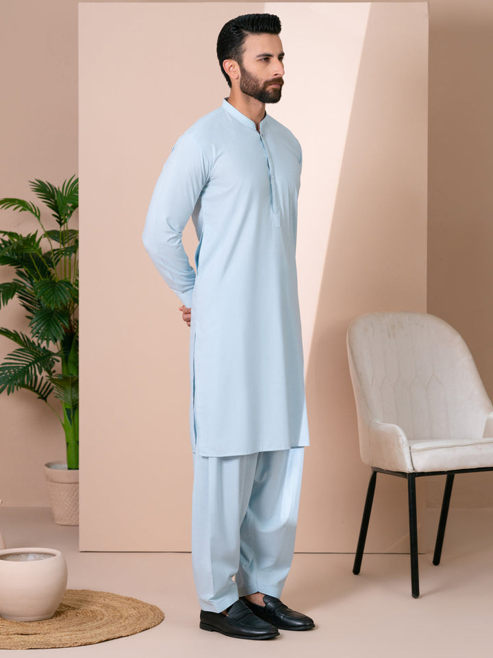 Blended Light Blue Shalwar Kameez - Almirah