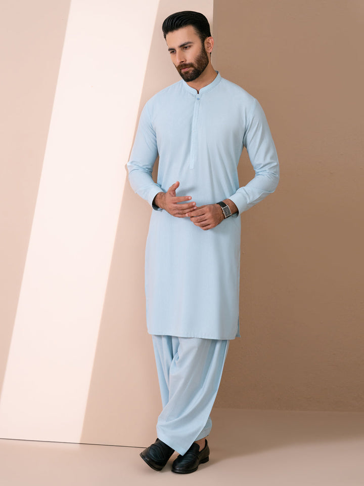 Blended Light Blue Shalwar Kameez - Almirah