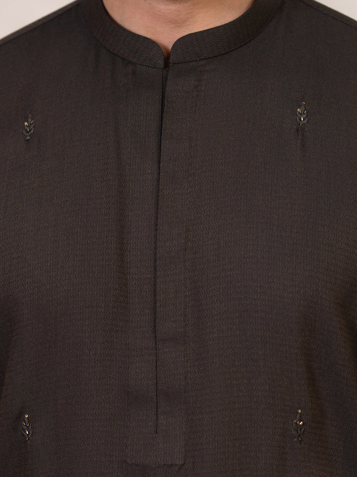 Blended Dark Brown Shalwar Kameez - Almirah