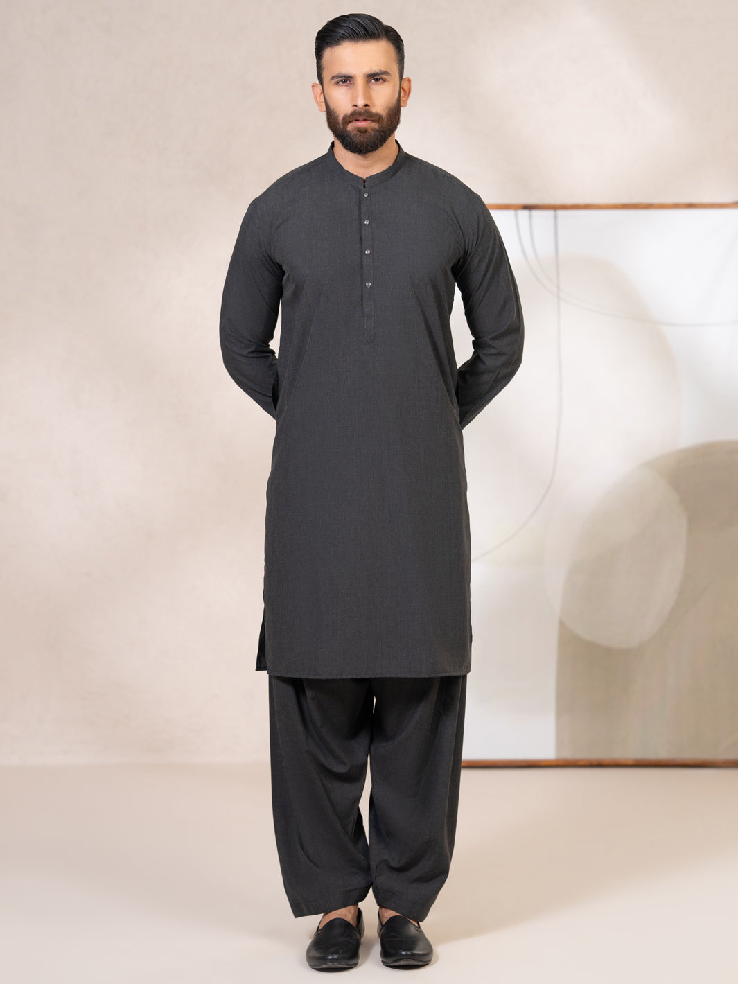 Blended Charcoal Grey Shalwar Kameez - Almirah