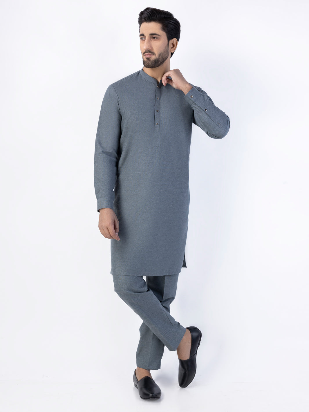 Blended Grey Kurta Trouser - Almirah