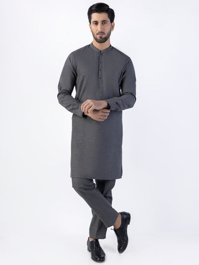 Blended Charcoal Grey Kurta Trouser - Almirah