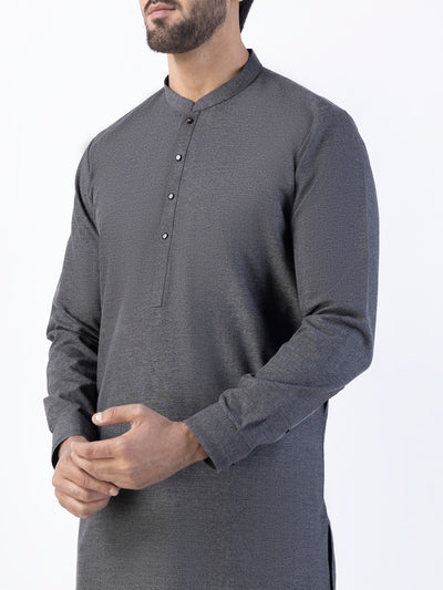 Blended Charcoal Grey Kurta Trouser - Almirah