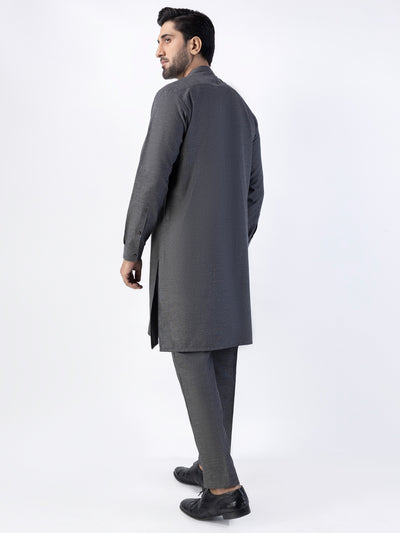 Blended Charcoal Grey Kurta Trouser - Almirah