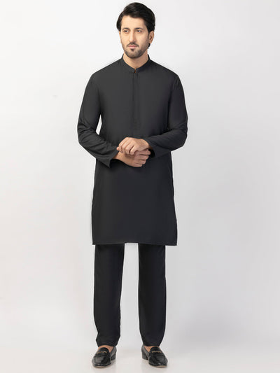 Blended Black Kurta Trouser- Almirah