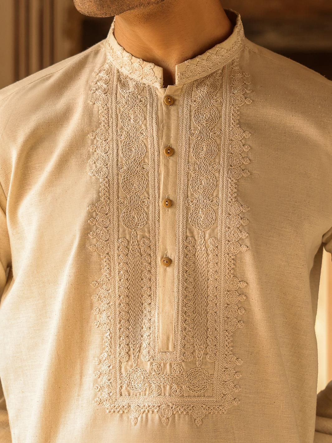 Blended Cream Kurta Trouser - J. Junaid Jamshed